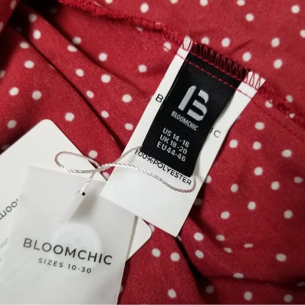 Bloomchic Red and White Polka Dot Ruffle Trim Dress - Picture 3 of 9